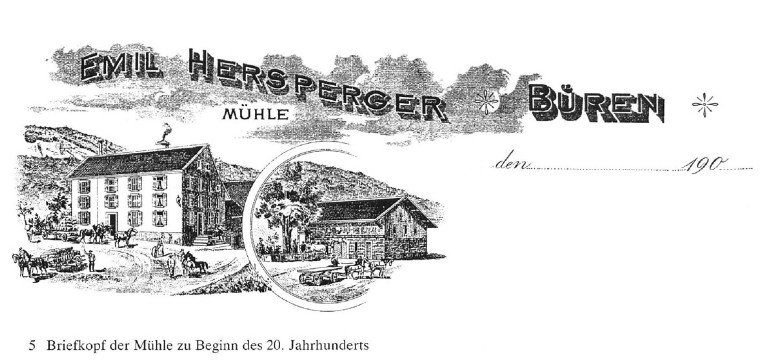Mühle und Beimühle Büren SO Briefkopf