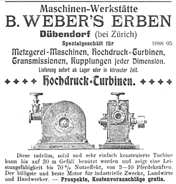 B Webers Erben Maschinen-Werkstätte Dübendorf