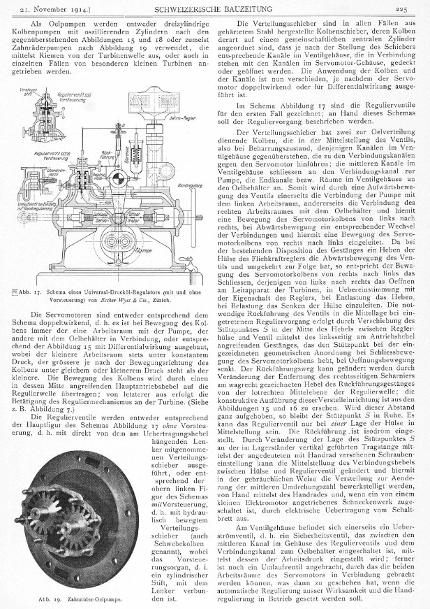 Die Wasserturbinen und deren Regulatoren an der Schweiz. Landesausstellung Bern 1914