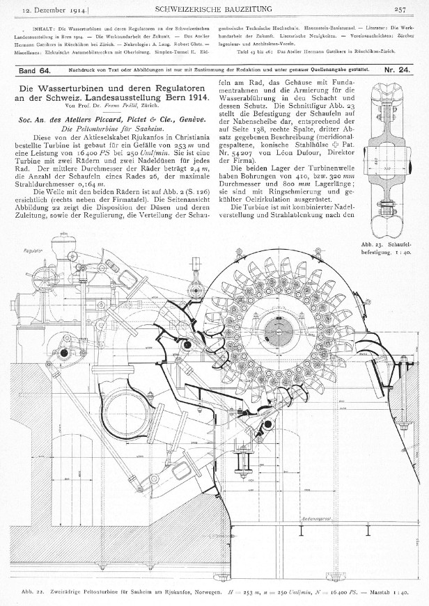 Die Wasserturbinen und deren Regulatoren an der Schweiz. Landesausstellung Bern 1914