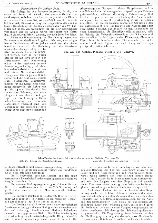 Die Wasserturbinen und deren Regulatoren an der Schweiz. Landesausstellung Bern 1914