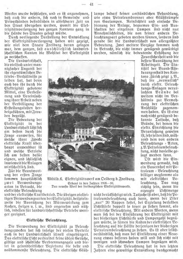 Volkskalender für Freiburg und Wallis 1917 - Die Elektrizität im Kanton Freiburg und ihre Anwendung in der Landwirtschaft