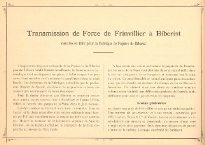 COMPAGNIE DE L'INDUSTRIE ELECTRIQUE GENÈVE Transport de Force de Frinvillier à Biberist