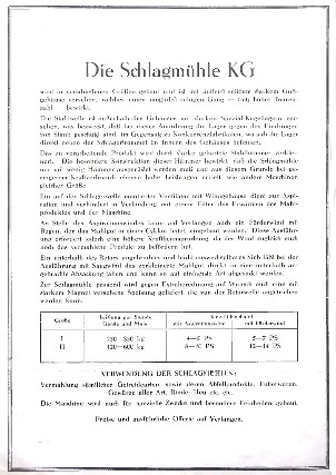 F. Küng Mühlenbau Gossau SG  Schlagmühlen Modell KG