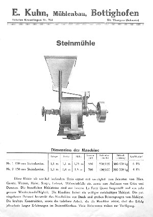 E. Kuhn Mühlenbau Bottighofen TG Steinmühle