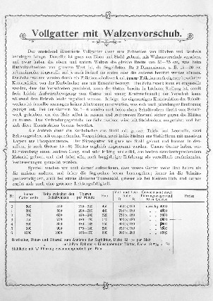Vollgatter mit Walzenvorschub
